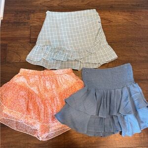 Altar'd State Ruffled Skirt Trio - Green, Orange, Blue